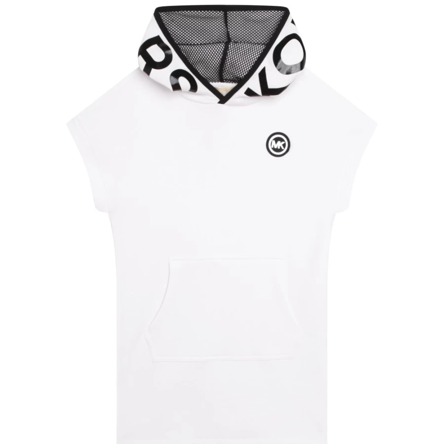 MICHAEL KORS Girls White Cotton Hooded Dress