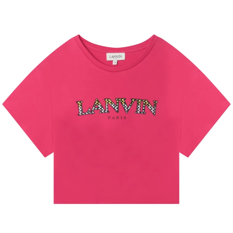 LANVIN Girls' Fuschia Short-Sleeved Cotton T-Shirt for Kids