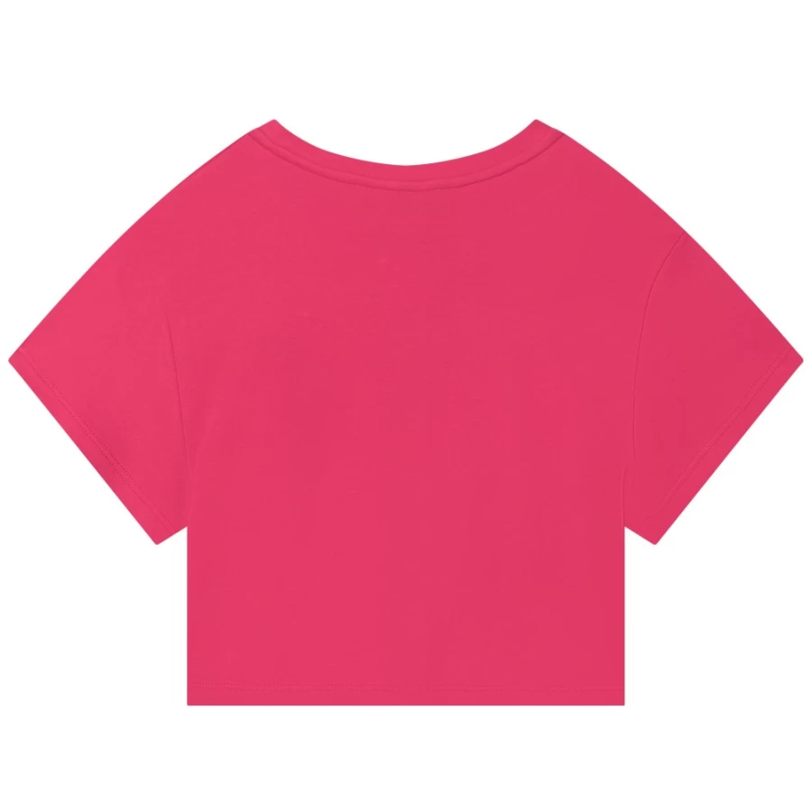 LANVIN Girls' Fuschia Short-Sleeved Cotton T-Shirt for Kids