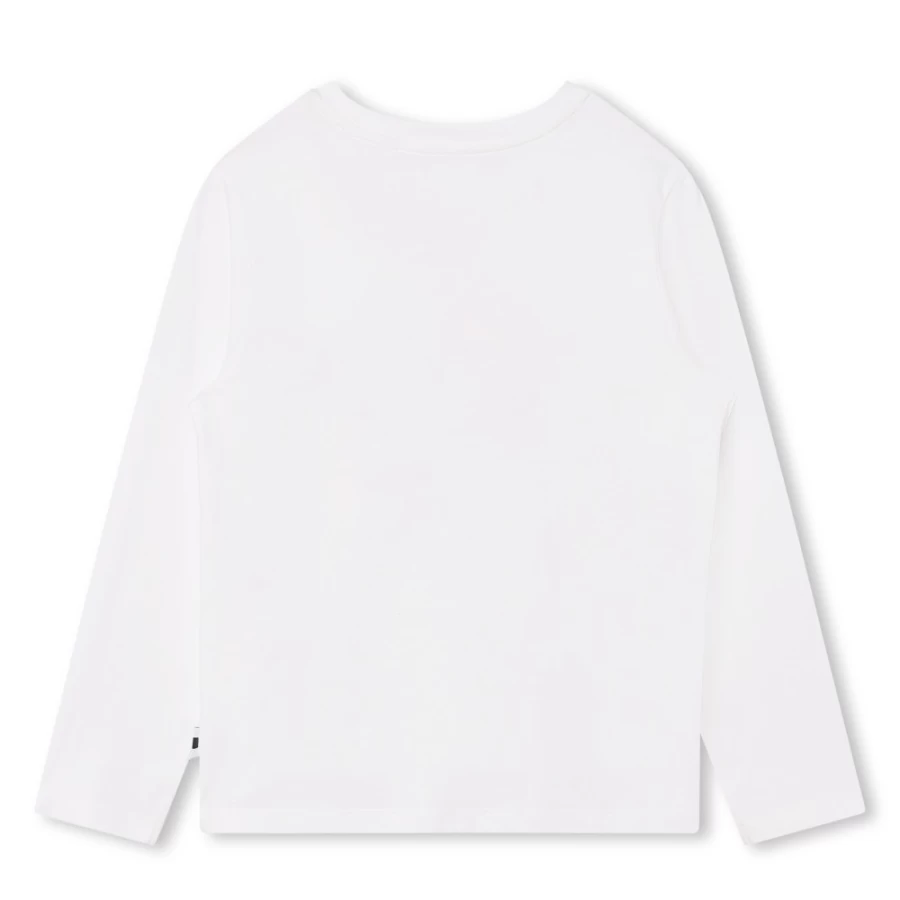 AIGLE Girls' White Long-Sleeved Cotton T-Shirt for Comfort & Style