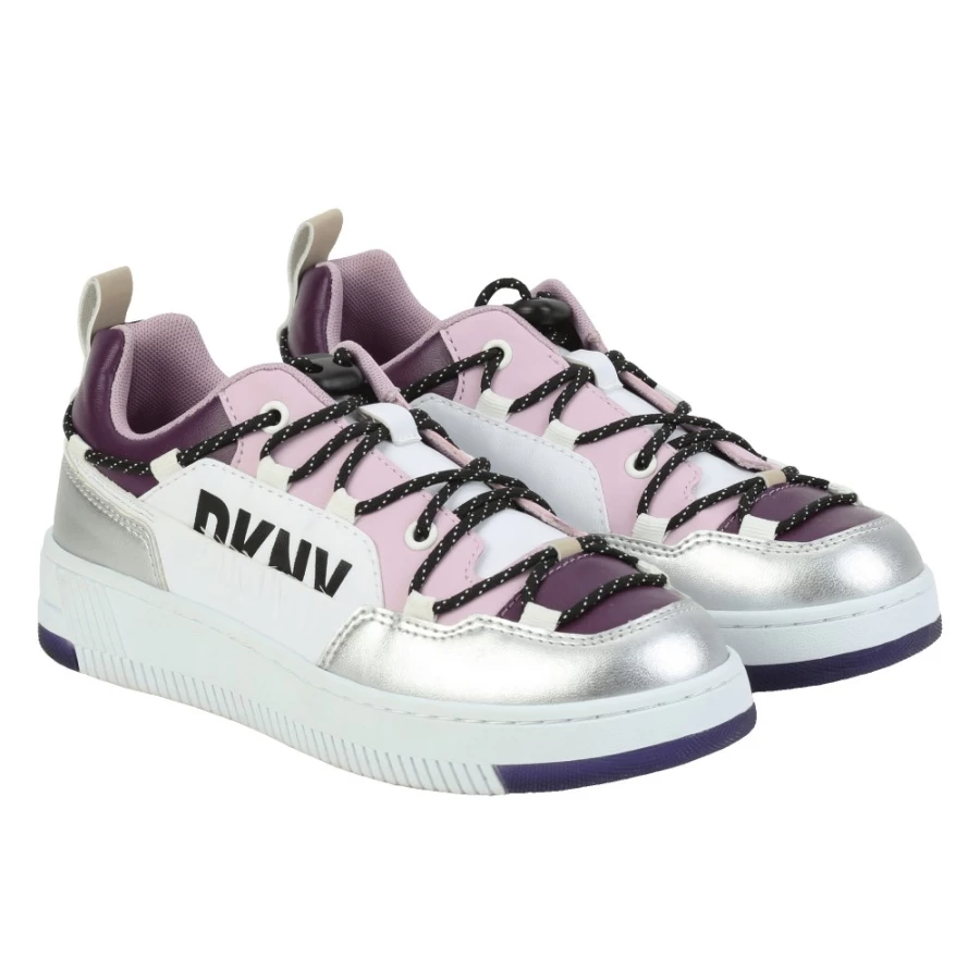 DKNY White Lace-Up Trainers for Girls - Stylish Comfort Shoes