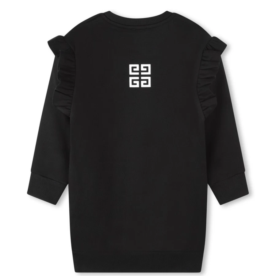 GIVENCHY Black Straight Fleece Dress for Girls - Warm & Stylish Winter Outfit