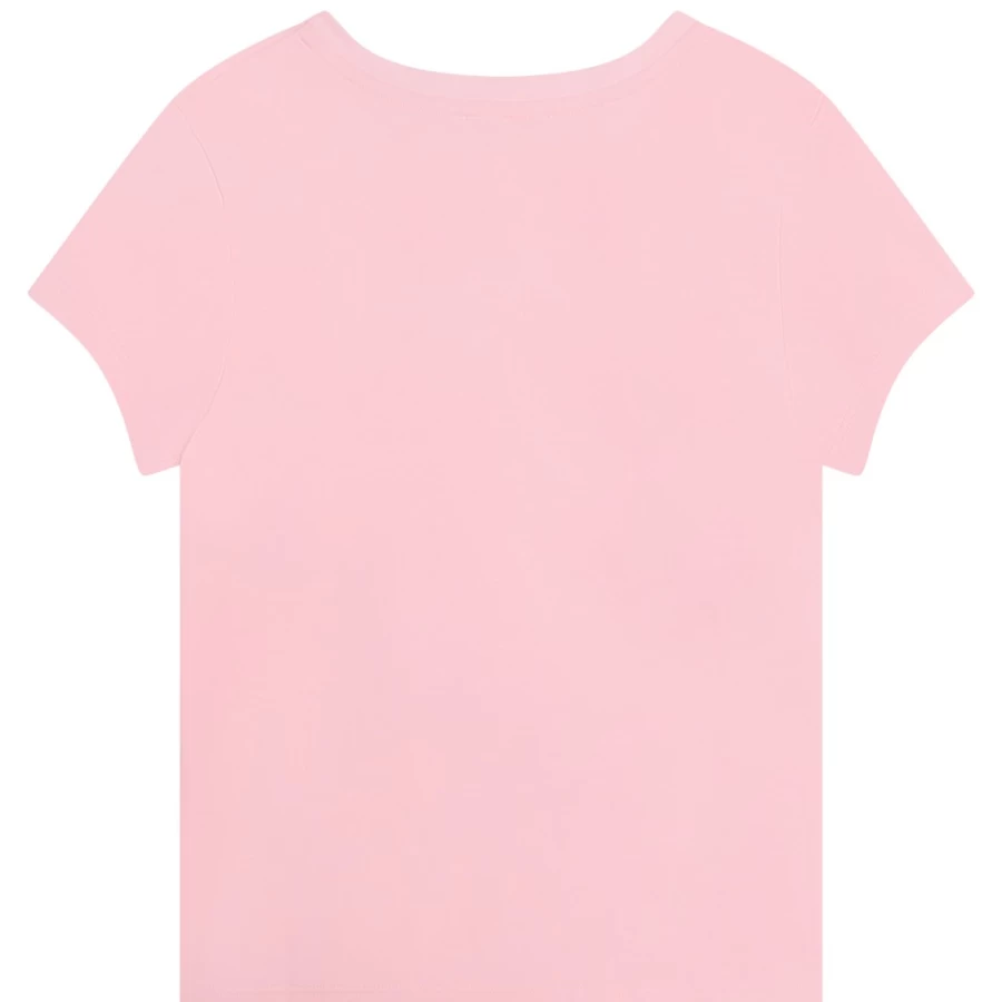LANVIN Girls Pink Printed Cotton T-Shirt for Kids