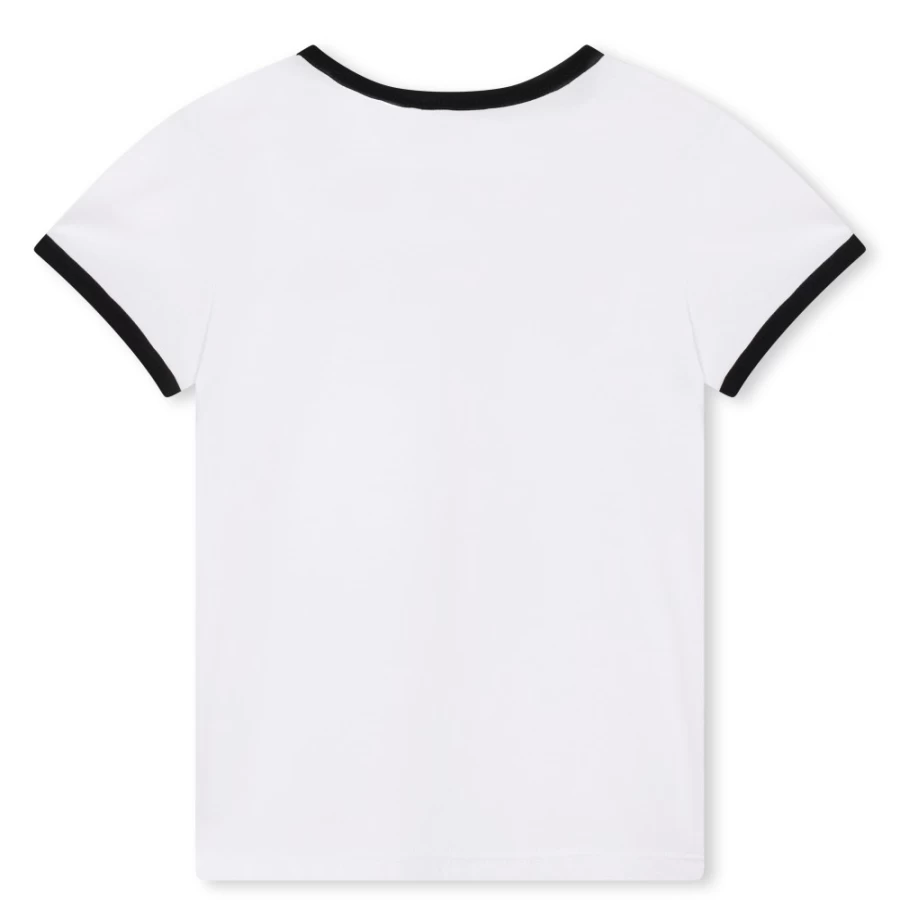 SONIA RYKIEL Girls' White Short-Sleeved Cotton T-Shirt for Casual Wear