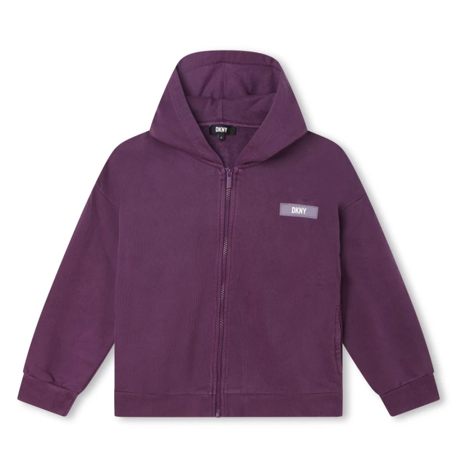 DKNY Girls' Hooded Fleece Sweatshirt - Cozy Pullover for Kids