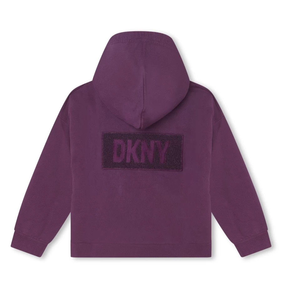 DKNY Girls' Hooded Fleece Sweatshirt - Cozy Pullover for Kids