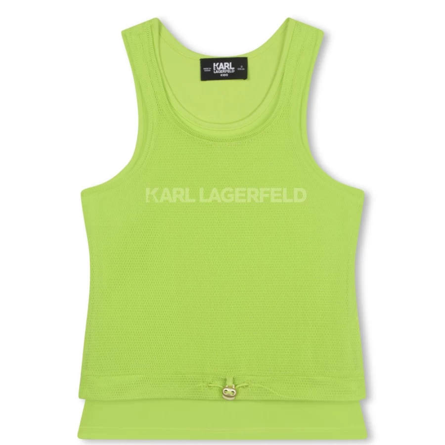 KARL LAGERFELD KIDS Green Bi-Material Vest for Girls | Lightweight & Stylish