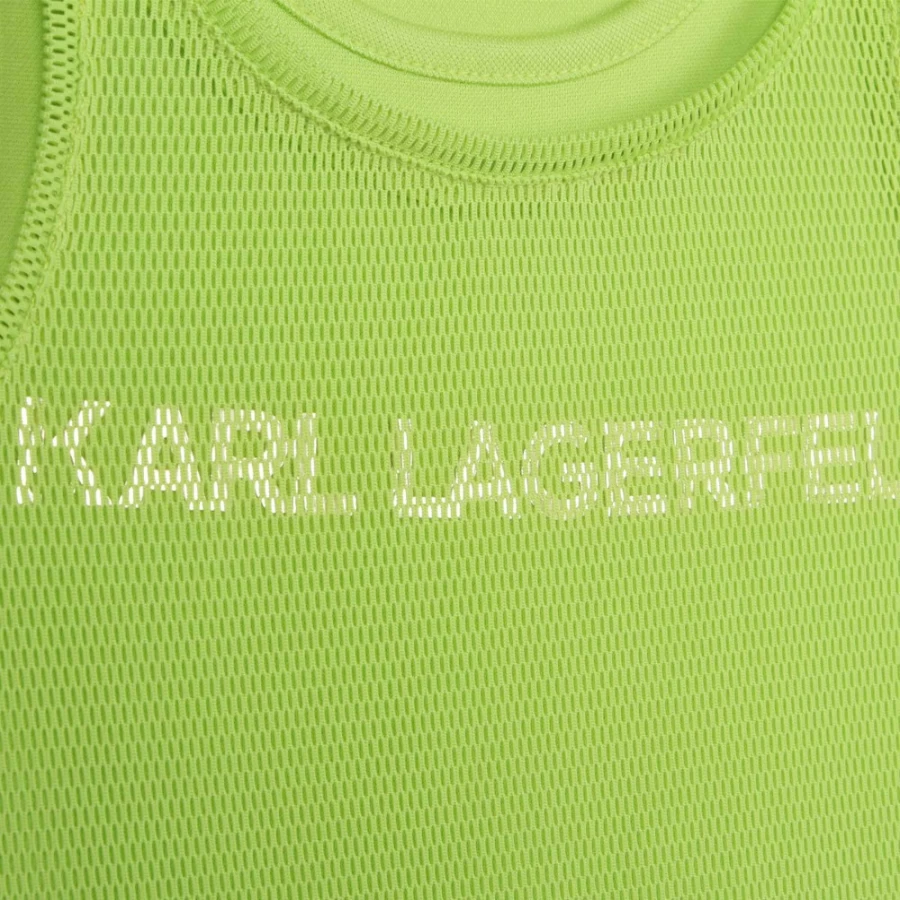KARL LAGERFELD KIDS Green Bi-Material Vest for Girls | Lightweight & Stylish