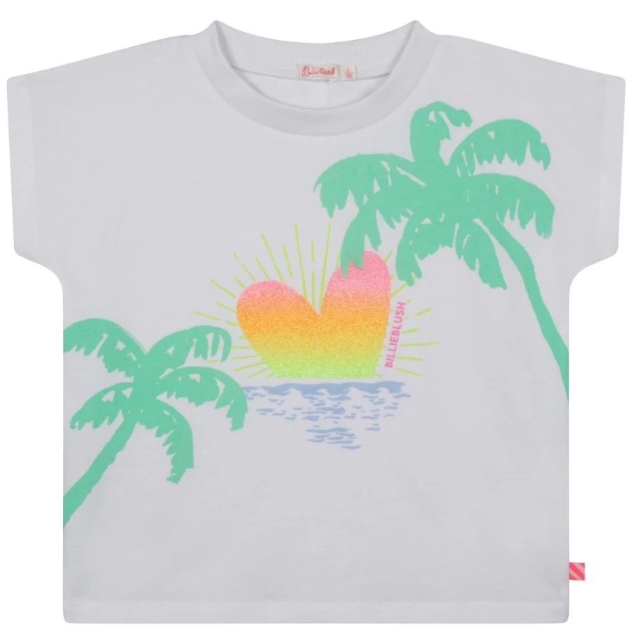 BILLIEBLUSH Girls White Short-Sleeved T-Shirt for Casual Comfort