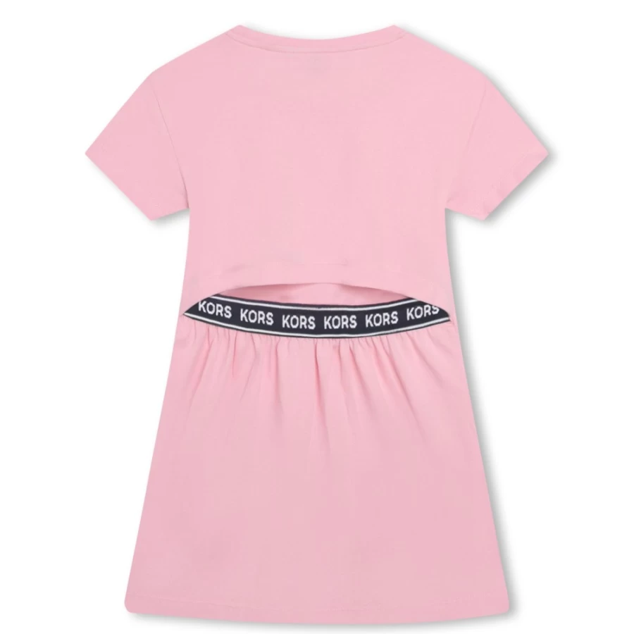 MICHAEL KORS Girls Pink Washed Pink Flared Logo Dress