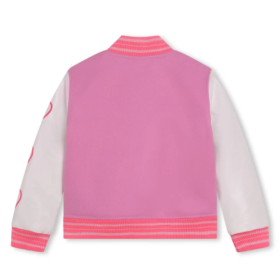 BILLIEBLUSH Pink Padded Fleece Bomber Jacket for Girls - Cozy Winter Outerwear