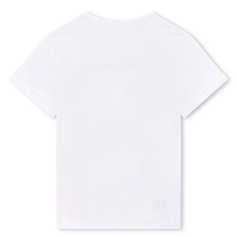 SONIA RYKIEL Girls' White Short-Sleeved Cotton T-Shirt for Casual Wear