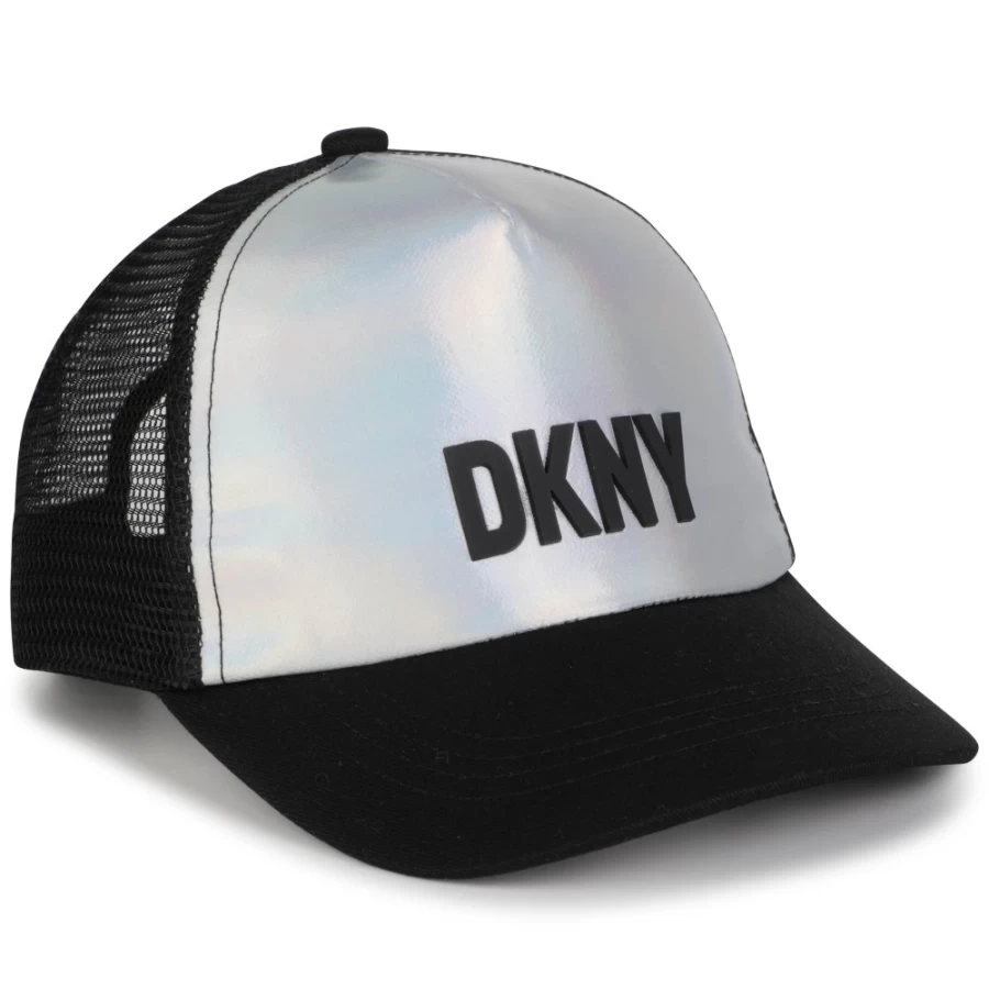 DKNY Girls' White Adjustable Bi-Material Cap for Comfort & Style