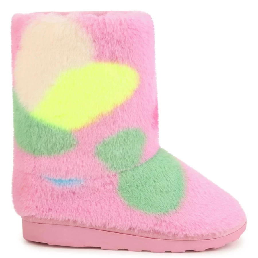 BILLIEBLUSH Pink Fluffy Fleece Ankle Boots for Girls - Cozy Winter Footwear