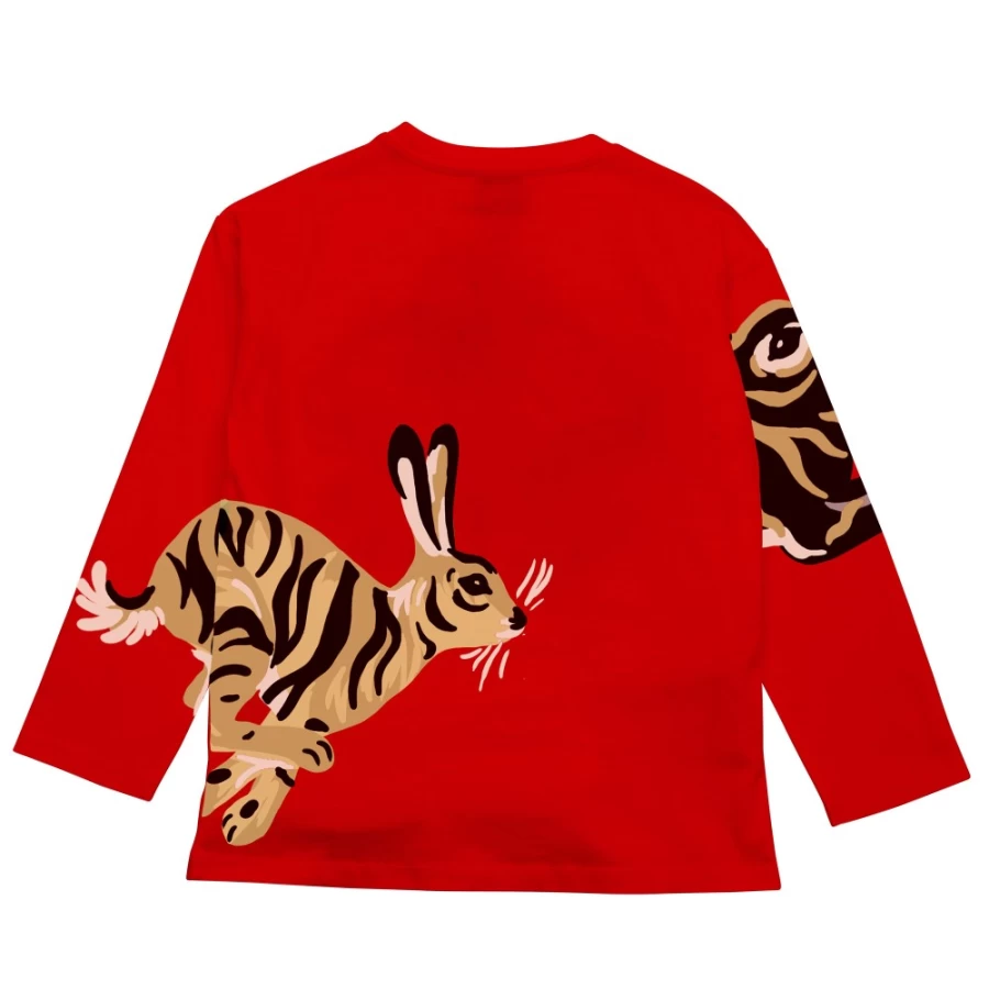 KENZO KIDS Girls Bright Red Printed Cotton T-Shirt for Kids