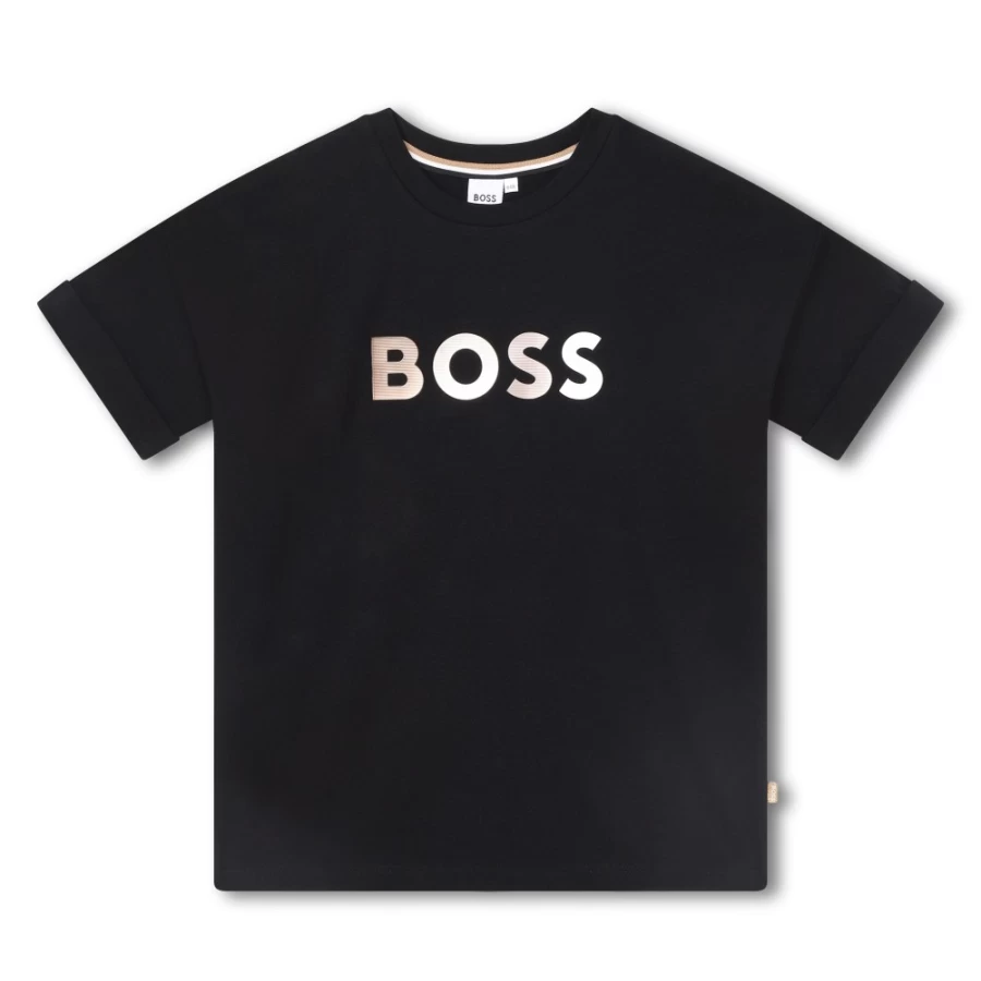BOSS Girl's Black Short-Sleeved T-Shirt for Kids