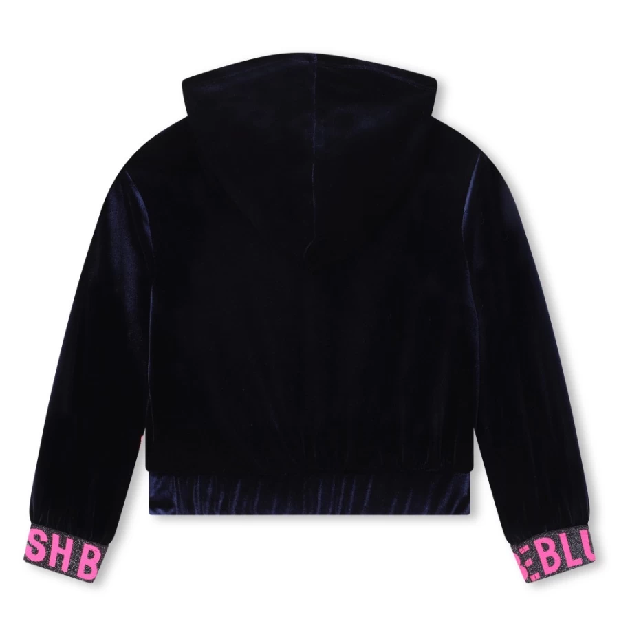 BILLIEBLUSH Navy Velvet Sweatshirt for Girls - Soft & Stylish Winter Pullover