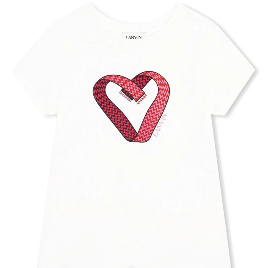 LANVIN Girls' Off-White Lace-Print T-Shirt | Fashionable & Comfortable Top