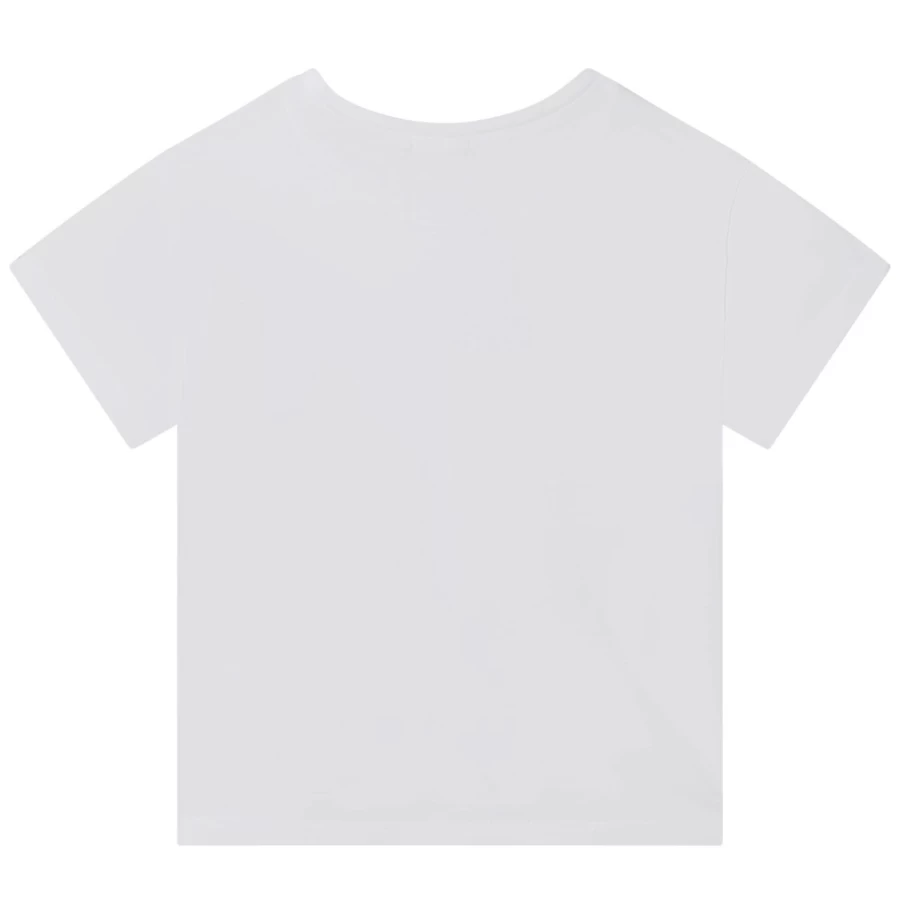 BILLIEBLUSH Girls' White Short-Sleeved T-Shirt - Casual Cotton Tee for Kids