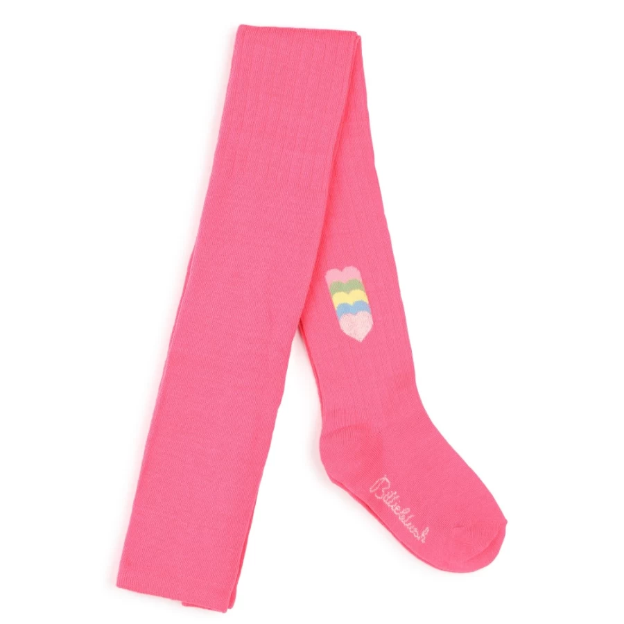 BILLIEBLUSH Pink Metallic Knitted Tights for Girls - Shiny Fashion Legwear
