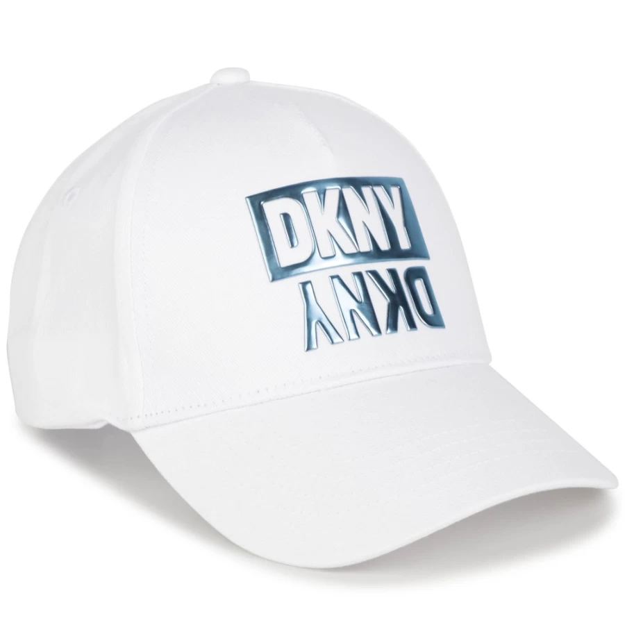 DKNY Girls' White Adjustable Cotton Cap – Stylish & Comfortable