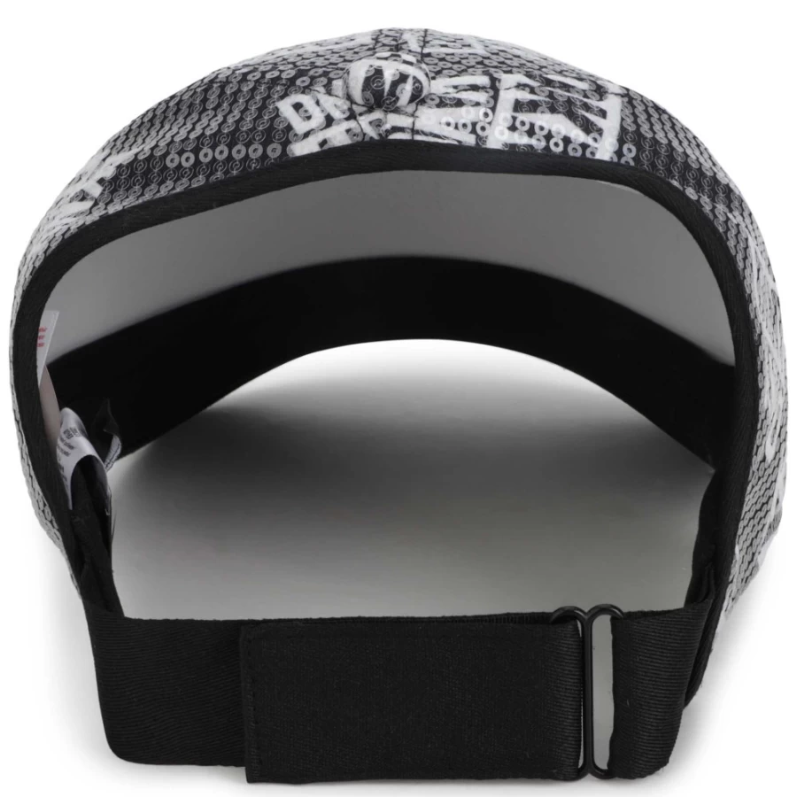 DKNY Girls' Black & White Sequined Half-Cap | Sparkling Beaded Hat for Girls