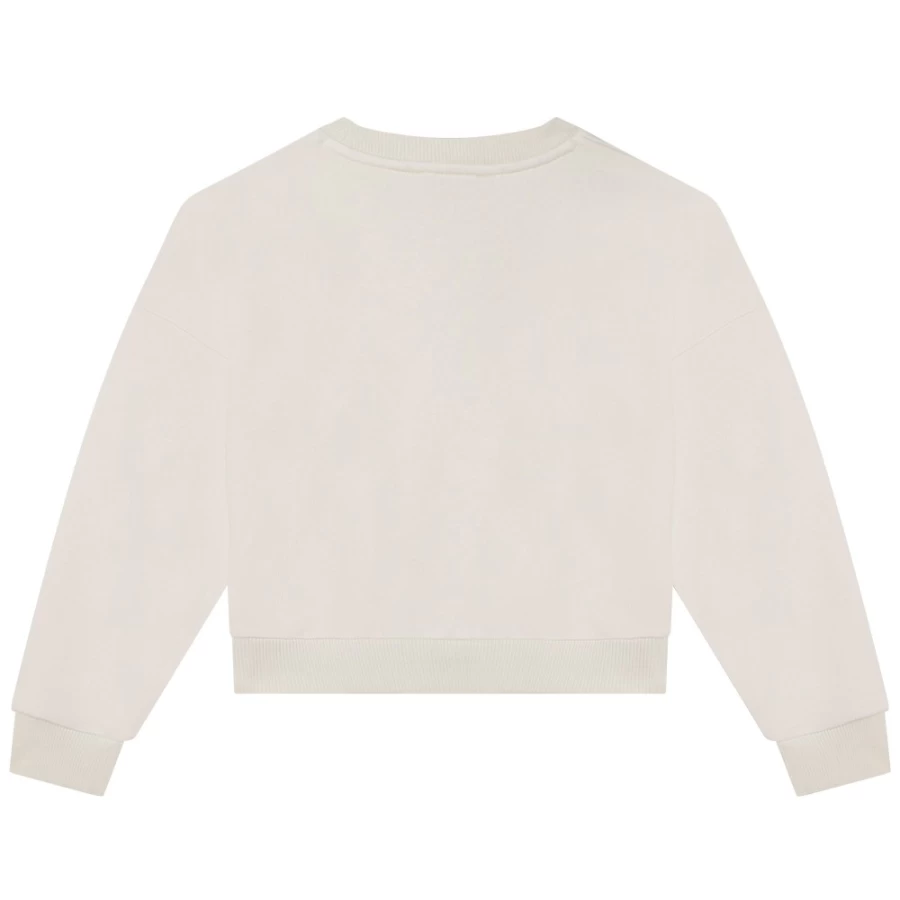 DKNY Girls' White Fleece Sweatshirt - Cozy Pullover Hoodie for Kids
