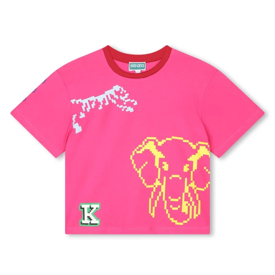 KENZO KIDS Girls Raspberry Short-Sleeved T-Shirt | Casual Cotton Tee