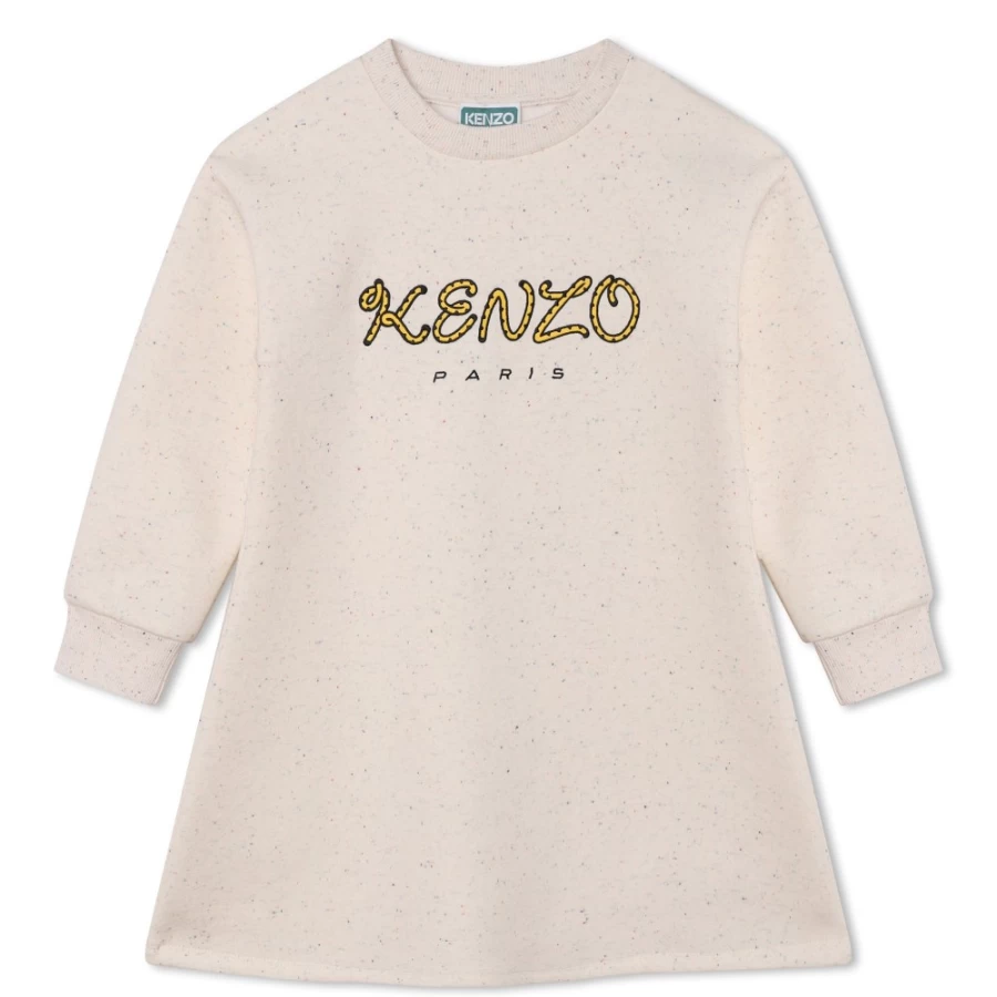 KENZO KIDS Girl's Speckled Fleece Dress in Wicker (22C) - Cozy Winter Outfit