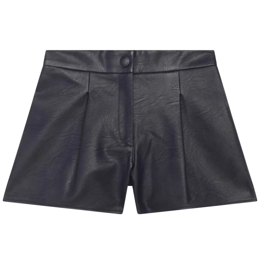 ZADIG & VOLTAIRE Navy Coated-Fabric Pleated Shorts for Girls