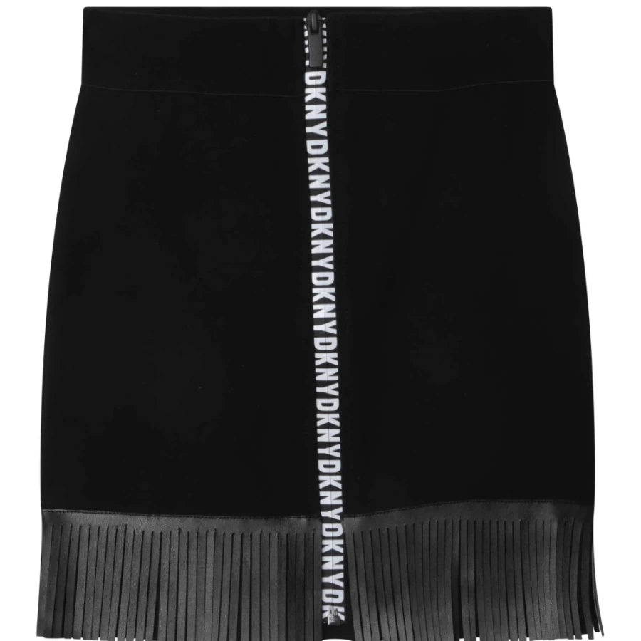DKNY Black Fringed Skirt for Girls - Stylish & Trendy