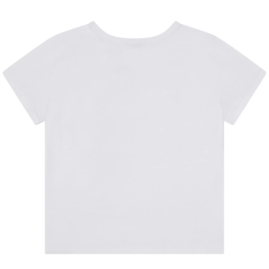 SONIA RYKIEL Girls' White Short-Sleeved Cotton T-Shirt for Casual Wear