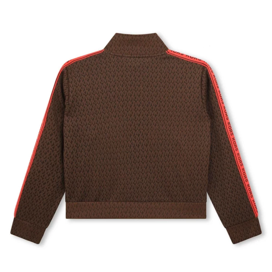 MICHAEL KORS Girls Chocolate Brown Zip-Up Tracksuit Top