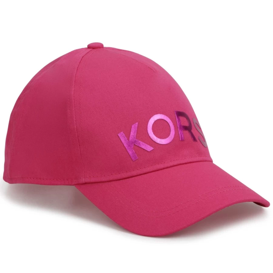 MICHAEL KORS Girls Cotton Canvas Baseball Cap in Fuchsia Pink