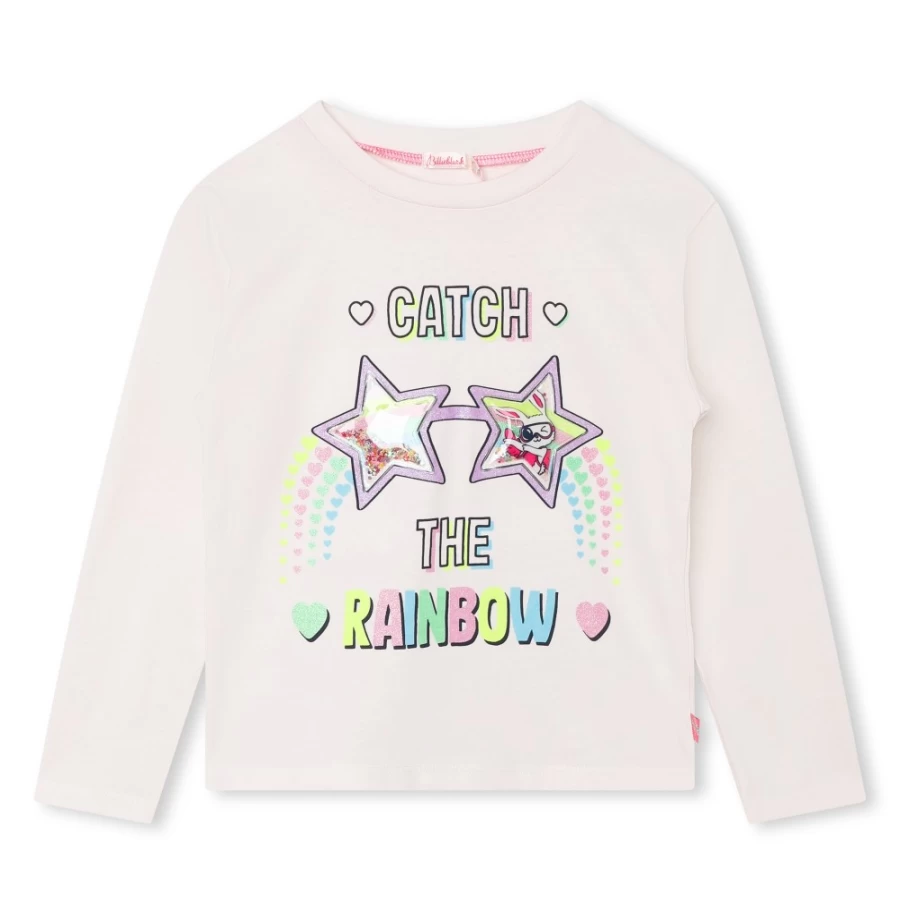 BILLIEBLUSH Girls Ivory Long-Sleeved T-Shirt for Comfort and Style