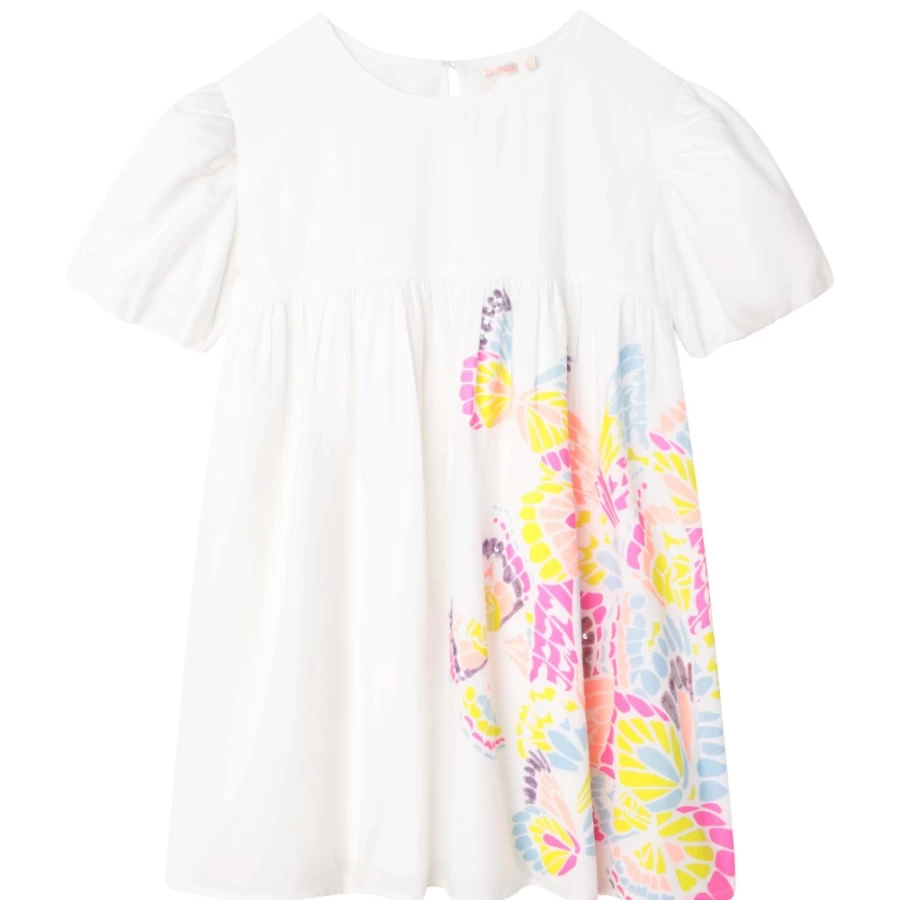 BILLIEBLUSH Girls' White Cotton Percale Dress - Soft & Breathable Summer Dress for Kids