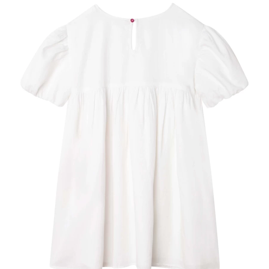 BILLIEBLUSH Girls' White Cotton Percale Dress - Soft & Breathable Summer Dress for Kids