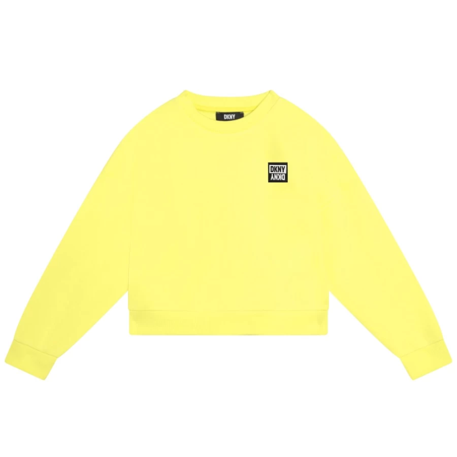 DKNY Girls' Lemon Fleece Sweatshirt - Cozy Pullover Hoodie for Kids