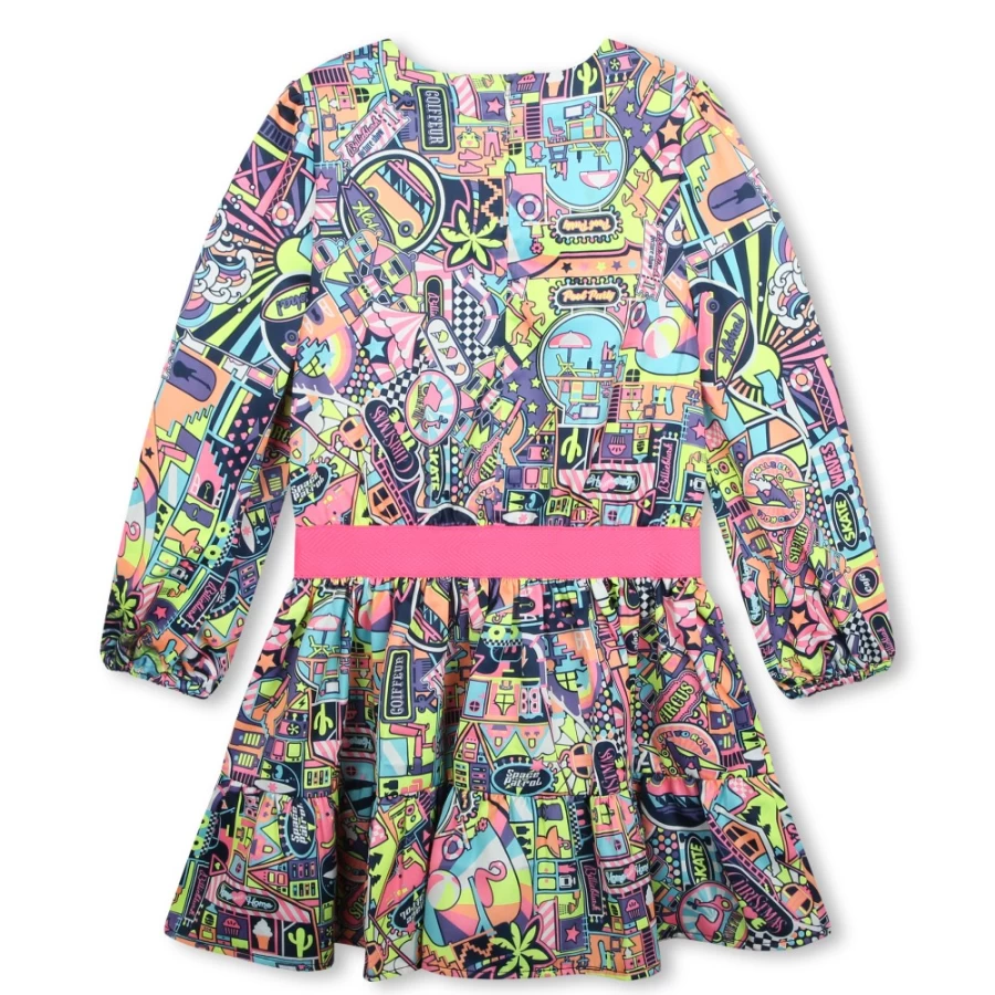 BILLIEBLUSH Girl's Flared Printed Dress in Malabar Fluorescent - Stylish & Vibrant Outfit