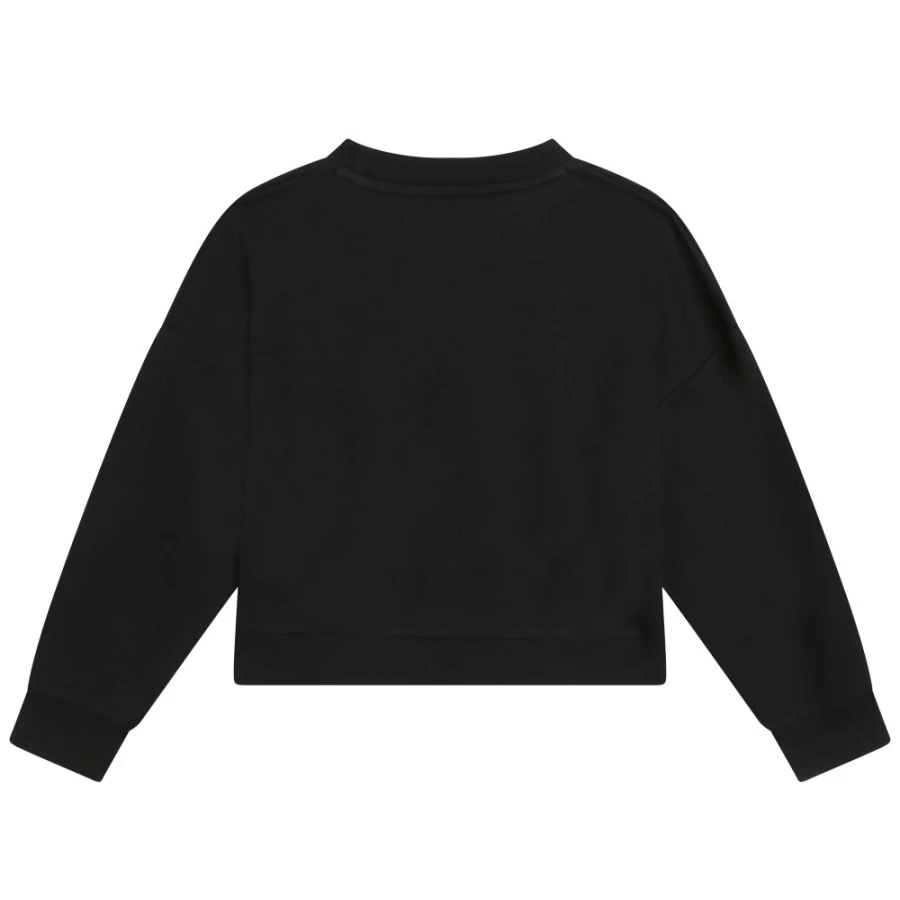 DKNY Girls' Black Fleece Sweatshirt - Cozy Pullover Hoodie for Kids