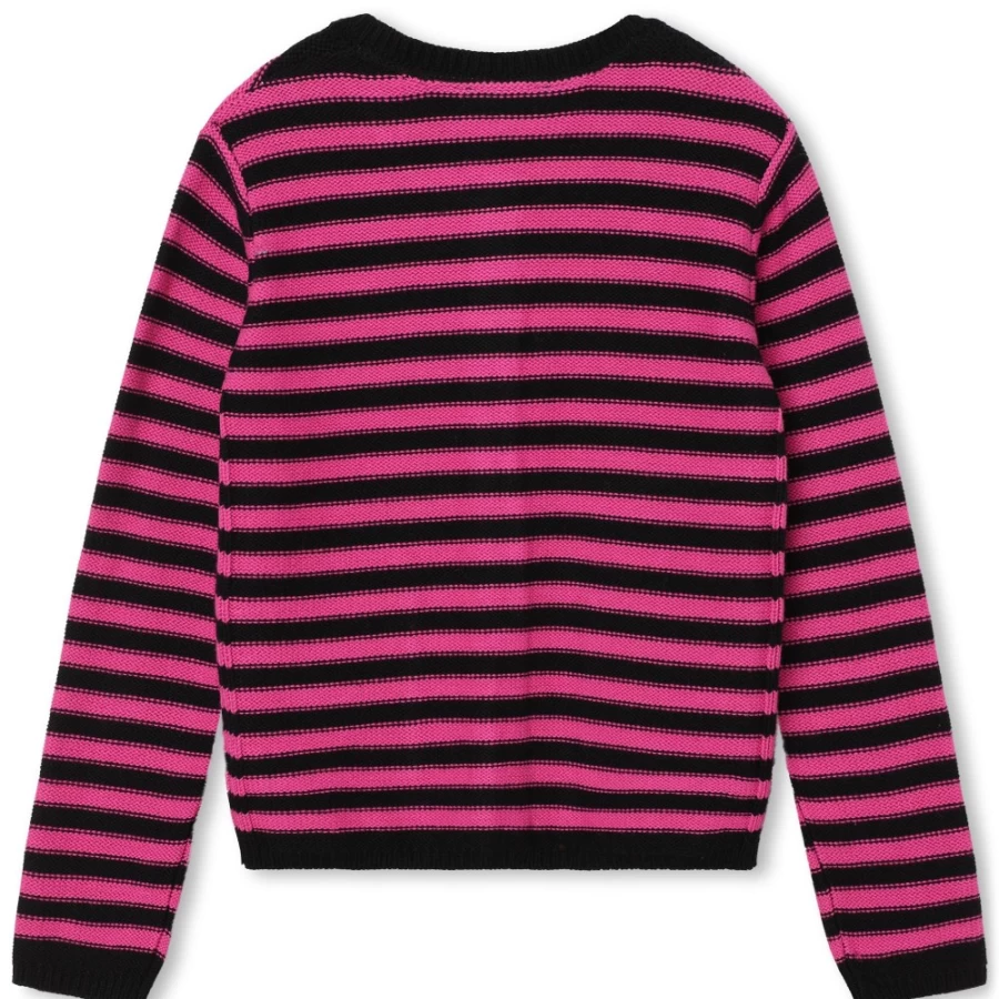 SONIA RYKIEL Fuschia Striped Knit Cardigan for Girls