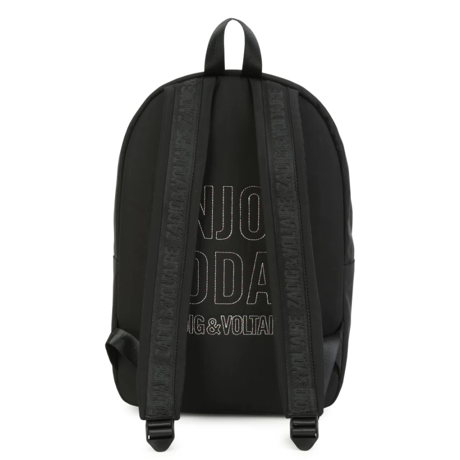 ZADIG & VOLTAIRE Black Embroidered Zip-Up Rucksack for Girls