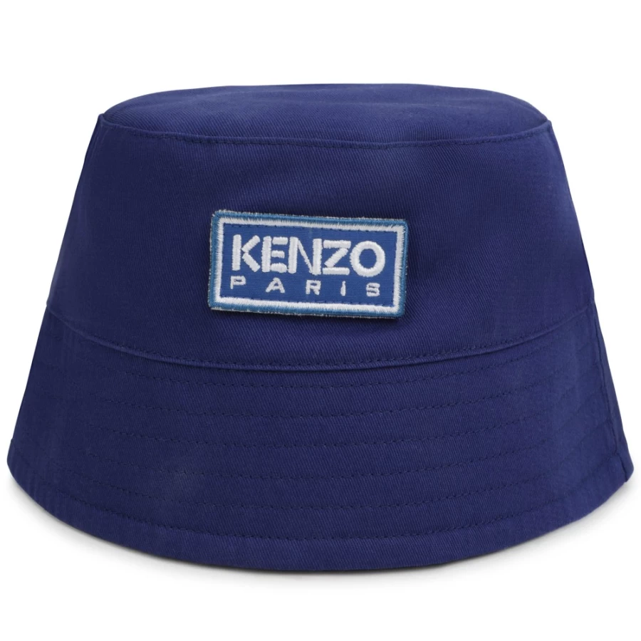 KENZO KIDS Navy Cotton-Lined Bucket Hat for Girls
