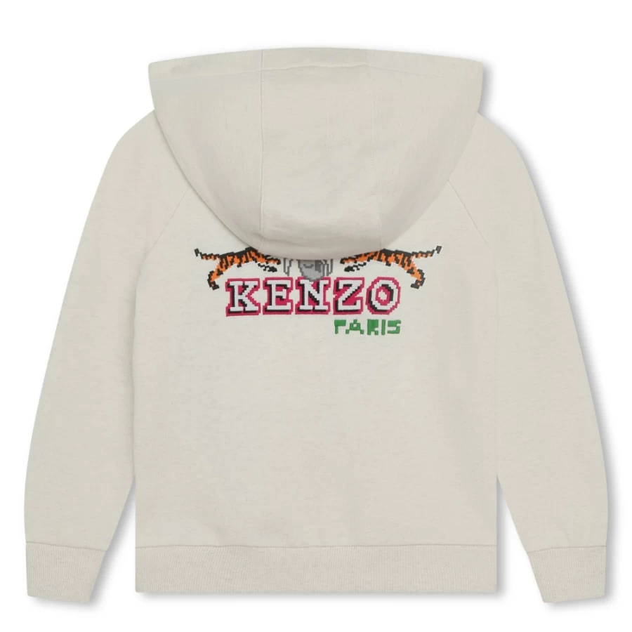 KENZO KIDS Girls Pale Pink Embroidered Zip-Up Sweatshirt for Kids