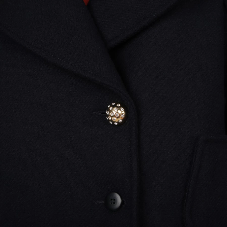 LANVIN Navy Woollen Coat for Girls - Mid-Length Winter Coat