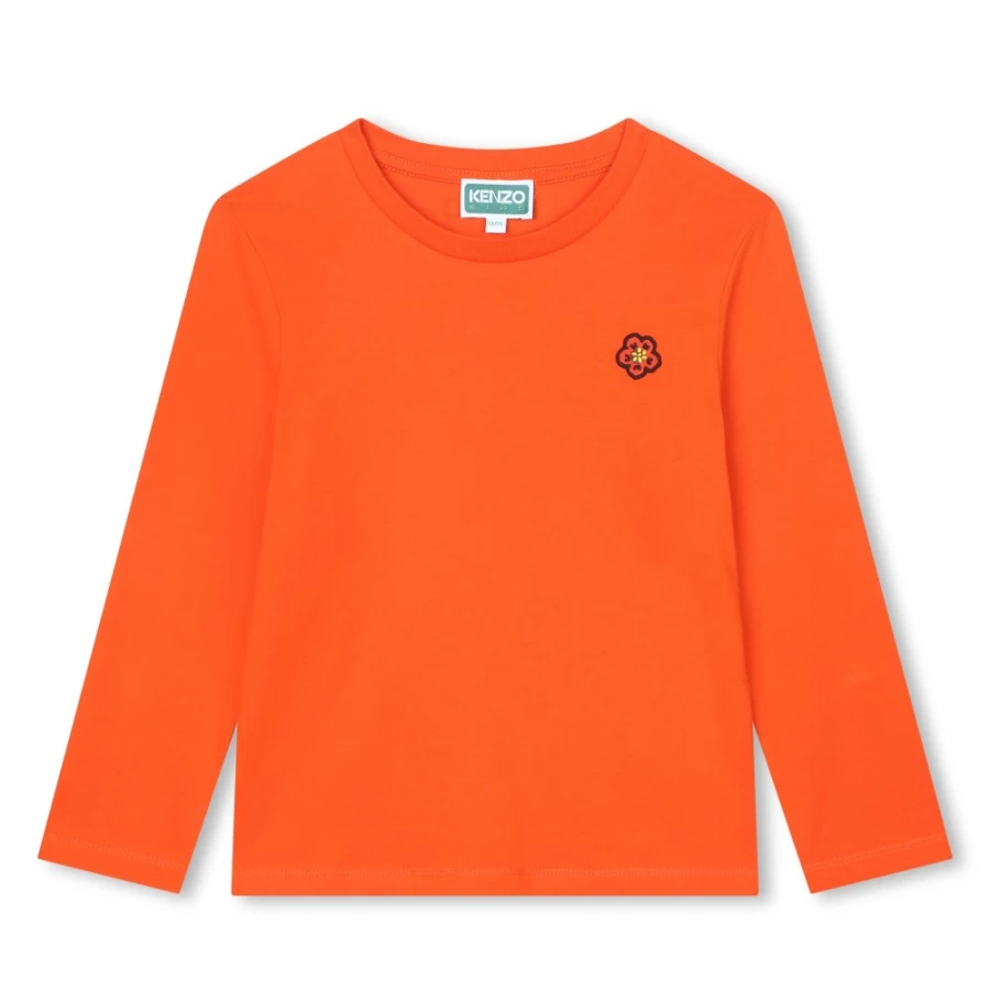 KENZO KIDS Girls' Peach Long-Sleeved T-Shirt for Kids - Soft Cotton Comfort Top