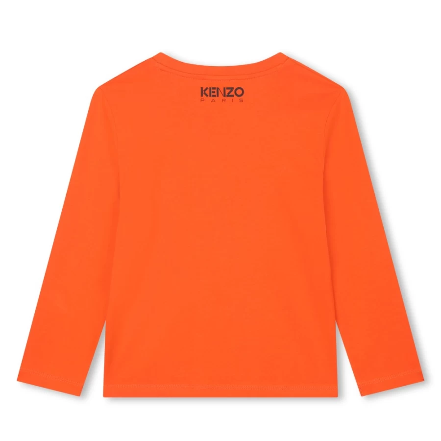 KENZO KIDS Girls' Peach Long-Sleeved T-Shirt for Kids - Soft Cotton Comfort Top