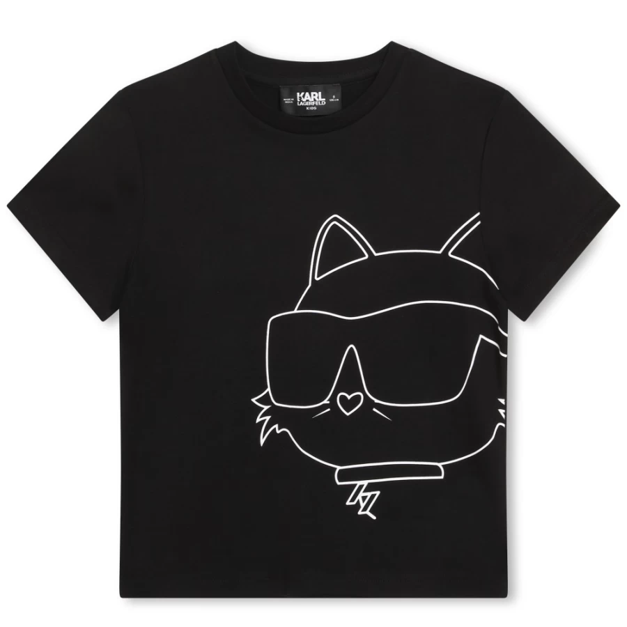 KARL LAGERFELD KIDS Girls Black Cotton Short-Sleeve T-Shirt
