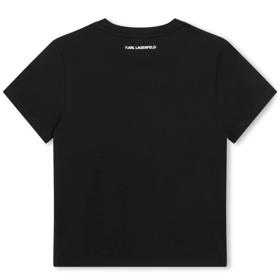 KARL LAGERFELD KIDS Girls Black Cotton Short-Sleeve T-Shirt