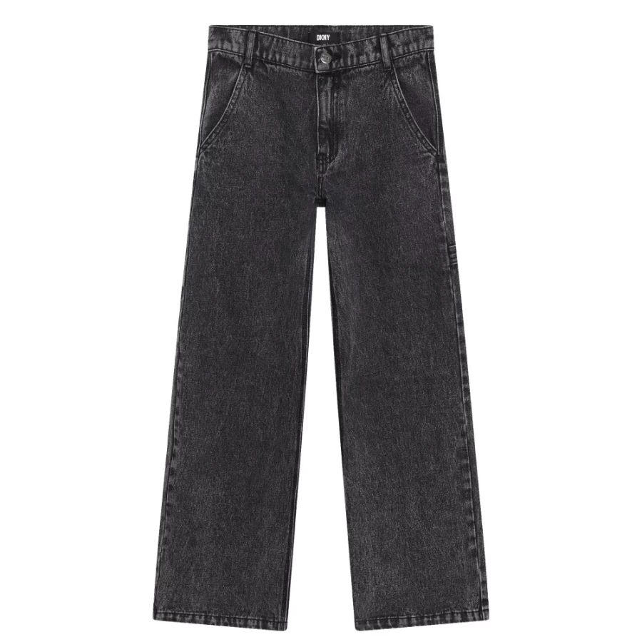 DKNY Girls' Cotton Jeans in Black Lava Denim - Stylish & Comfortable